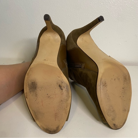 🍄 Marc Fisher Shimmee Peep Toe Booties Ankle
Boots Taupe Suede size 9.5 - Picture 8 of 13